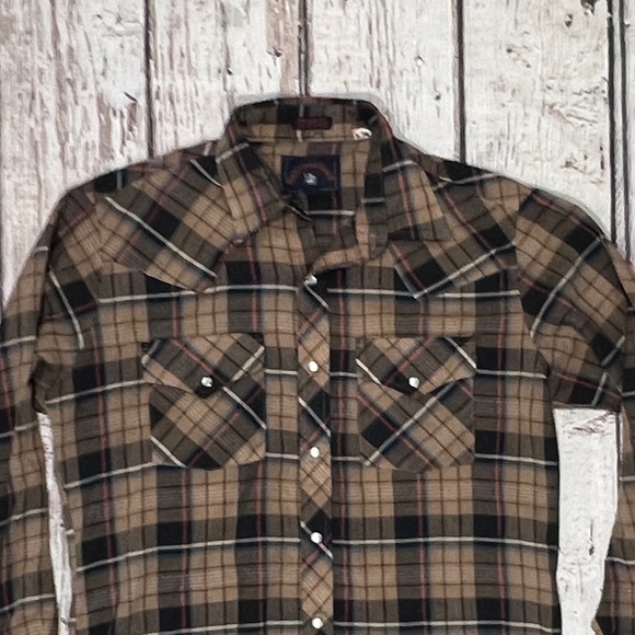 Vintage Western Rancher Rockabilly Plaid Rock Creek Ranch Button Down Shirt - Picture 2 of 5